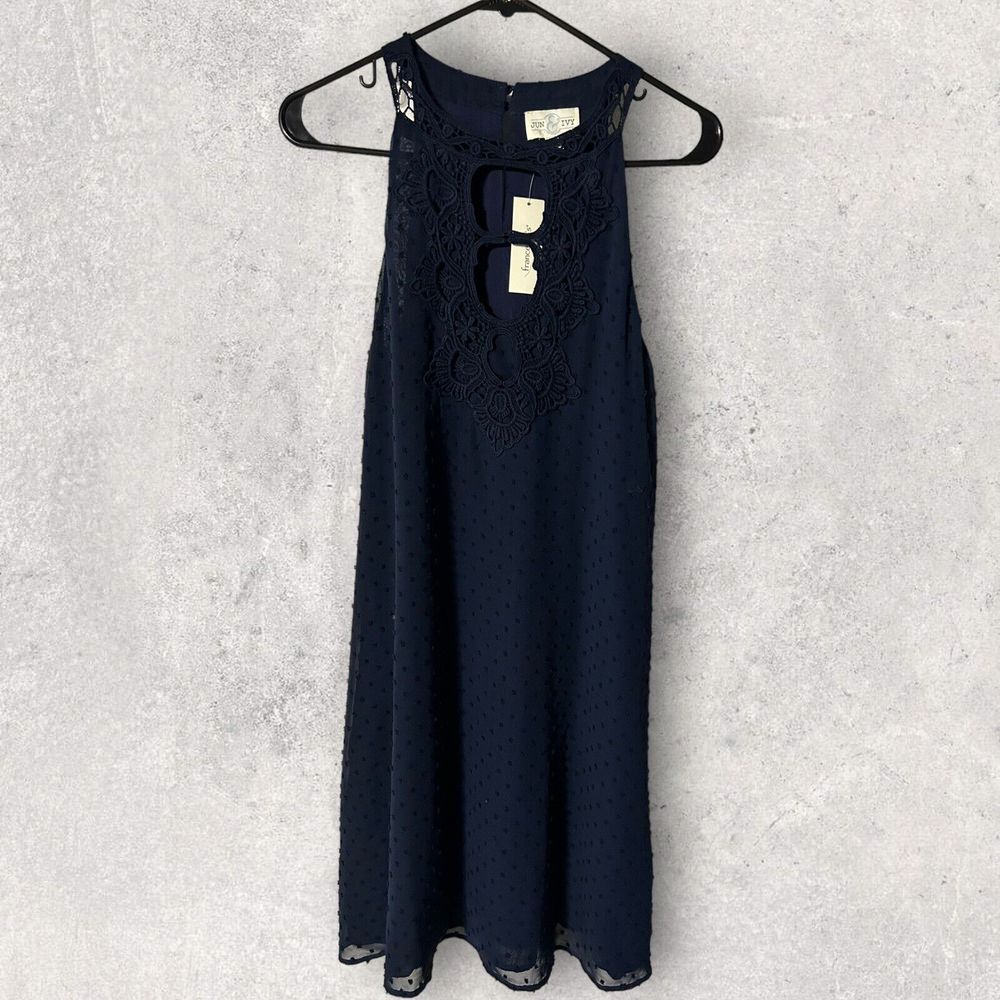 Jun & Ivy‎ Crochet Sleeveless Women's Midi Dress Blue Size Medium